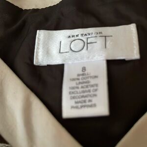 Ann Taylor Loft size 8 (fitted) beige with brown circle print